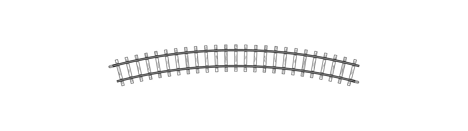 H0m gebogenes Gleis 30°, R = 376 mm H0m gebogenes Gleis 30°, R = 376 mm